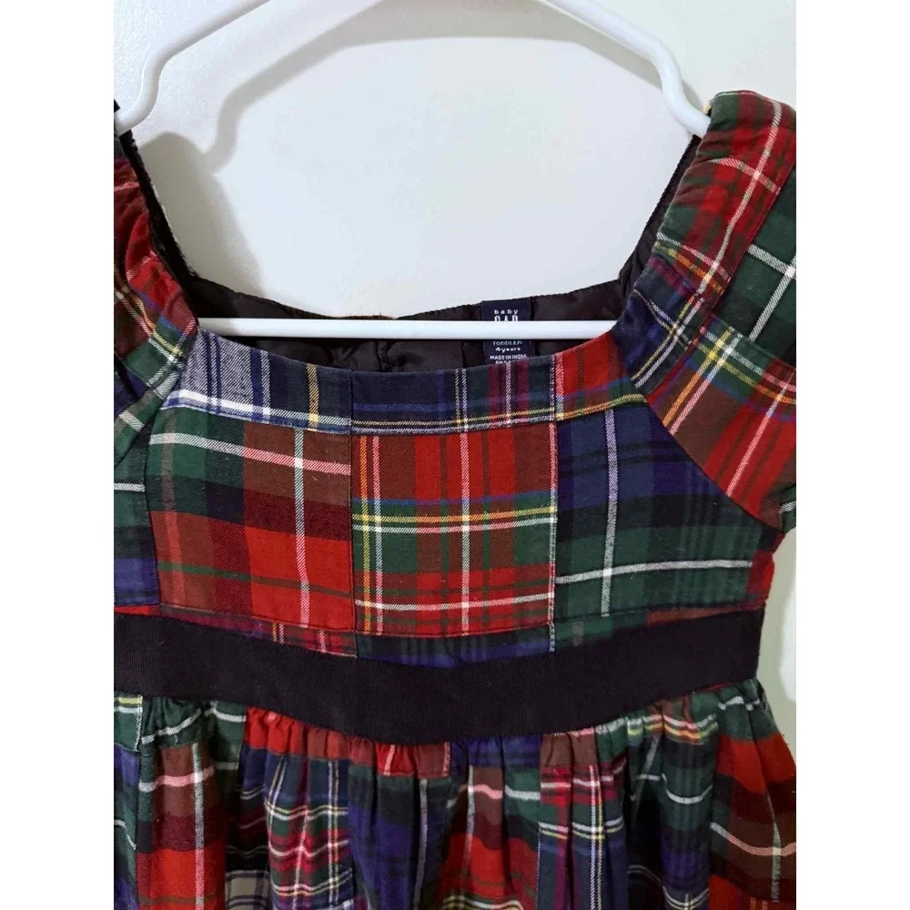 EUC Baby Gap Toddler Girls Size 4T 4 Short Sleeve Red Madras Plaid Holiday Dress